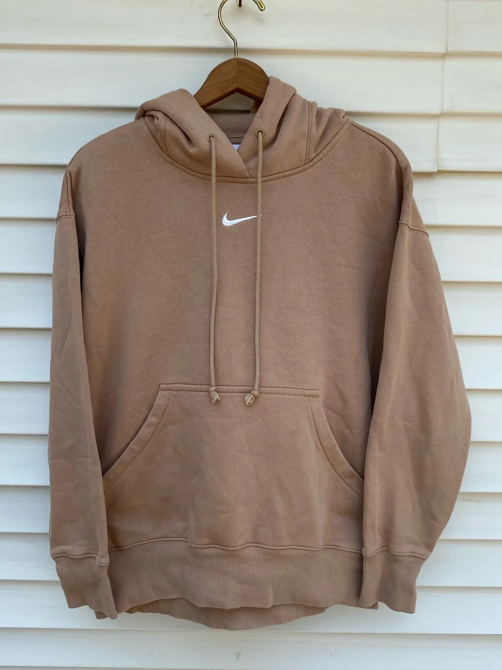 Nike Sportswear Center Swoosh Oversized Hoodie Neutral Tan Beige Size XS